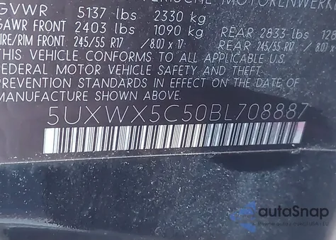 2011 BMW X3 xDrive28I из США, поврежденный, VIN 5UXWX5C50BL708887